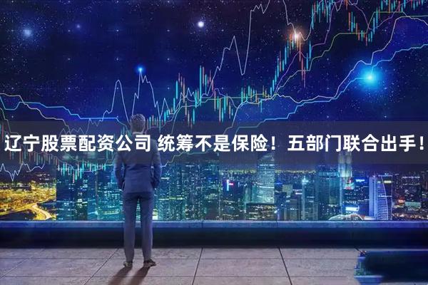 辽宁股票配资公司 统筹不是保险！五部门联合出手！